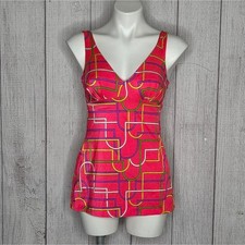 VTG 60s 70s Par   Form Originals Groovy Neon Geometric One Piece Swimsuit