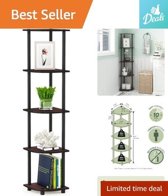 Maximize Space with Our Dark Cherry 5-Tier Corner Display Rack - Easy Assembly