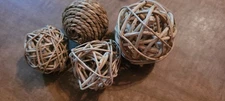 4pc Woven Ball Set Decor for Home Wicker Rattan Decorative Balls