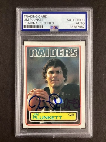 Jim Plunkett Signed 1983 Topps #307 Card RC Raiders Football Auto PSA/DNA #1