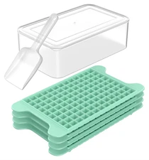 Mini Ice Cube Trays for Freezer with Bin, 4 Pack Easy Release Nugget Ice Mold