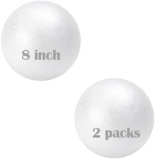 2 Pack 8 Inch Craft Foam Ball - White Smooth Craft Foam Polystyrene Balls for DI