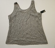 NWT- Lane Bryant Womens Grey Lace Bohochic Lined Tank Top- Size 18/20 2X 