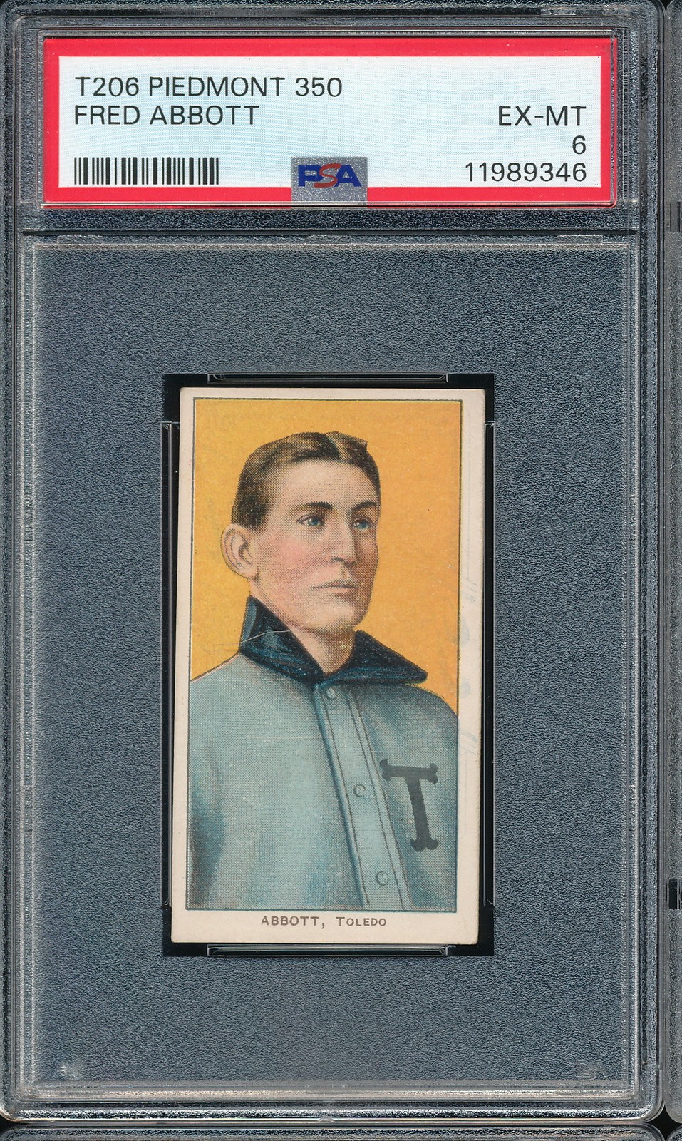 T206 Piedmont 350/25 Fred Abbott PSA 6 - Toledo POP 35