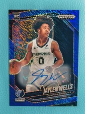 Jaylen Wells 2024-25 Panini Prizm Black 17/25 Auto Blue Shimmer RC Grizzlies #34