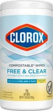 3 count Clorox 32485 Cleaning Wipes Compostable Simply Lemon Scent, 75-Ct.