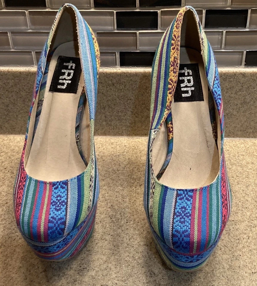 Tacones altos Fahrenheit para mujer talla 7 TACONES PLATAFORMA ARCO IRIS RAROS  Foto 3 de 4