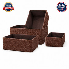Recycled Wicker Storage Basket SET of 4 Paper Rope Storage Bins - Baskets ..