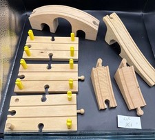 Wooden Train Track Pieces Railroad Bridge Ascending Lot Of 7