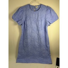 J Crew Tall embroidered puff-sleeve mini dress Dusty Peri Size 14t TALL NEW