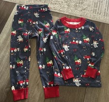 Hanna Andersson Navy Holiday Christmas Santa Long John Pajama Set 90 3