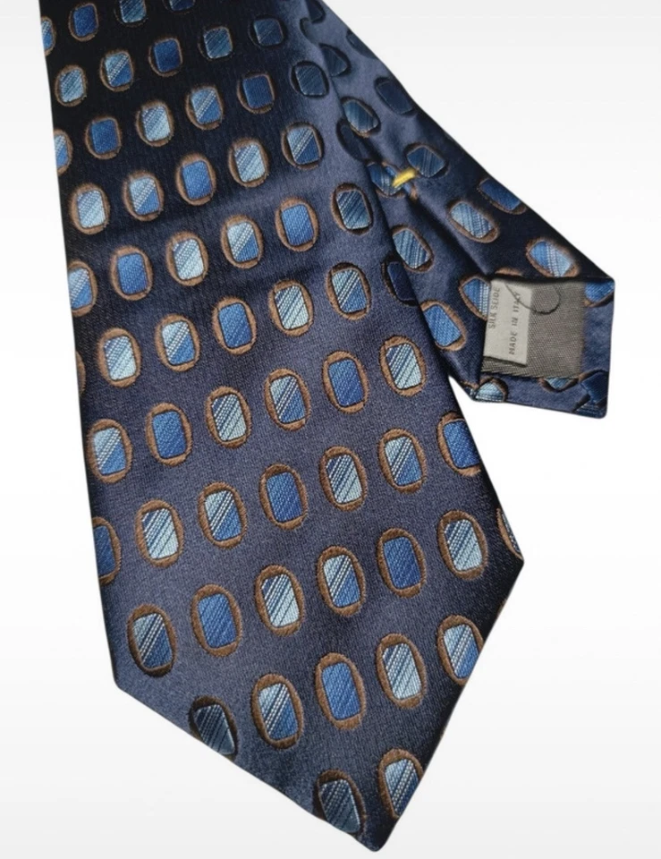 Canali Luxury Tie NWT silk Jaquard Made In Italy Blue Brown 8 Cm Krawatte Seide - Imagen 3 de 4