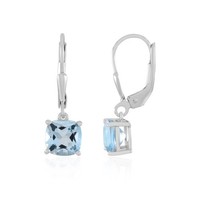 Cavill Ohrringe Silber 925 Platin Topas 4,05Ct Quadratisch Damen Echtschmuck
