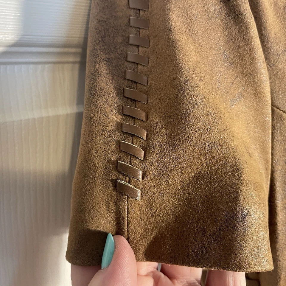 Vestido Guess Mujer Pequeño Marrón Eco Sveva Imitación Cuero Cordones Mangas Cortas Forrado Foto 3 de 4