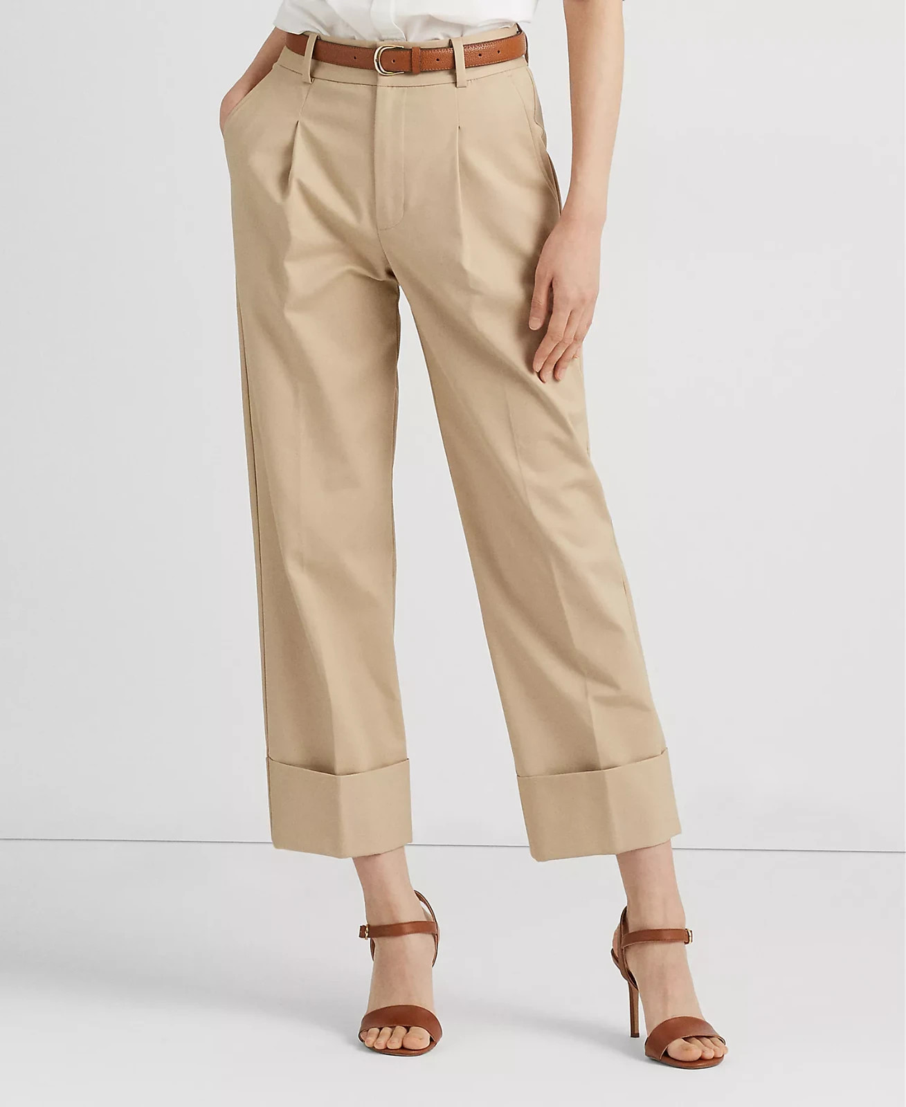 Lauren Ralph Lauren Women’s Double-Faced Stretch Cotton Ankle Pants 16 High-Rise
