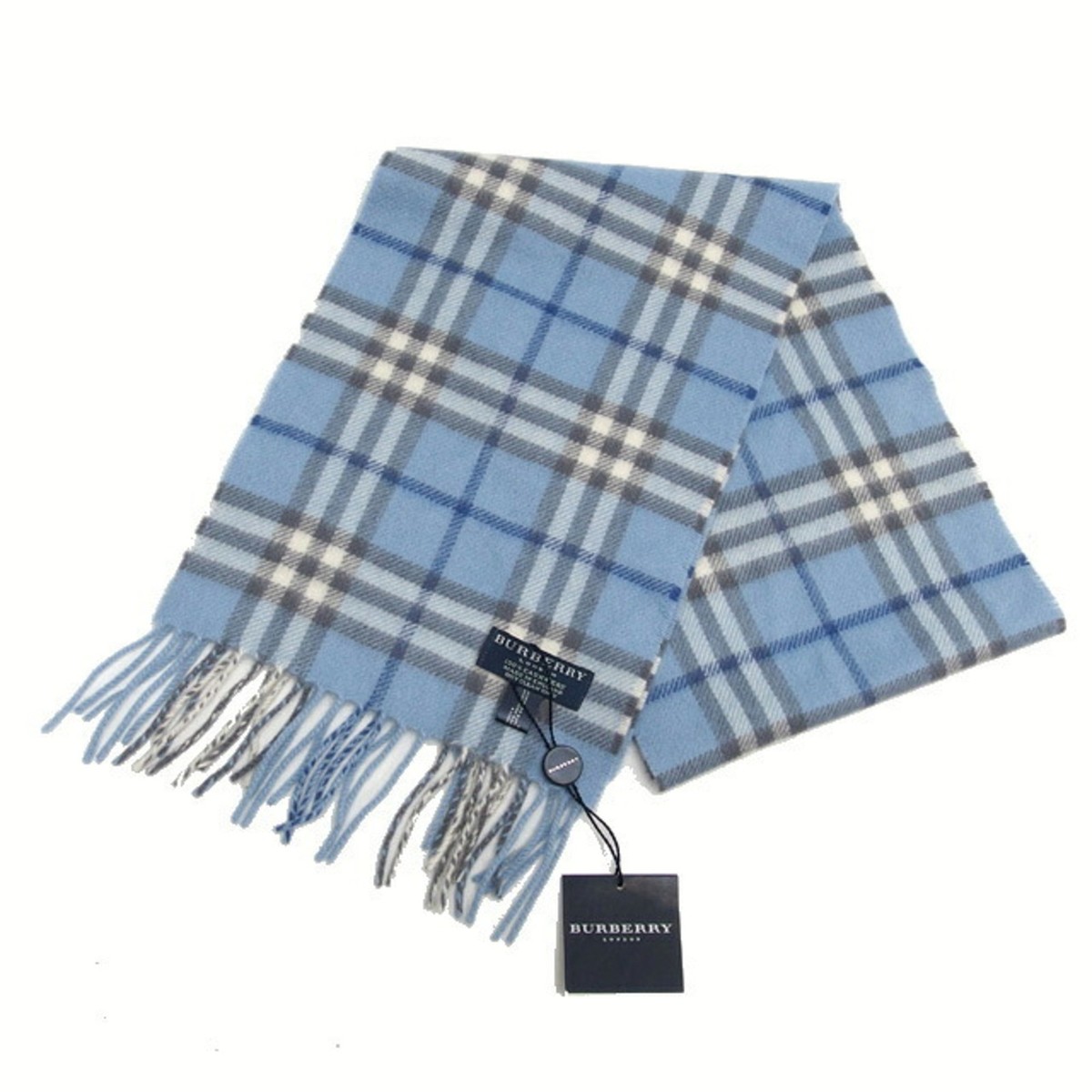 Burberry cashmere scarf, Nova check, light blue, unused
