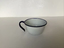 Vintage White Enamel Coffe Cup Has Tiny Chip