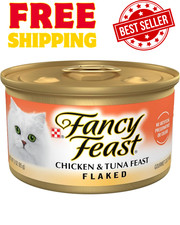 (4 Pack) Purina Fancy Feast Wet Cat Food Flaked Chicken and Tuna Feast 3 OZ