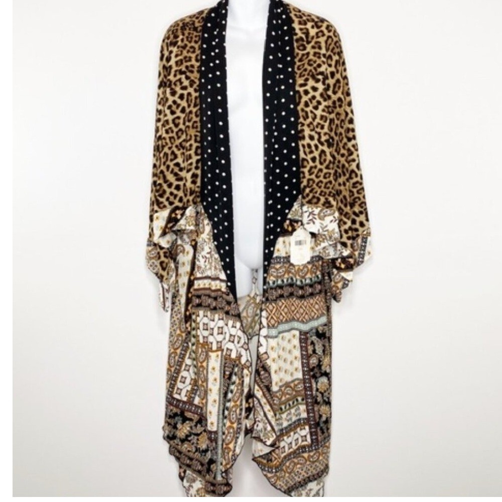 Alter'd State Leopard Patchwork Kimono S/M - image 3