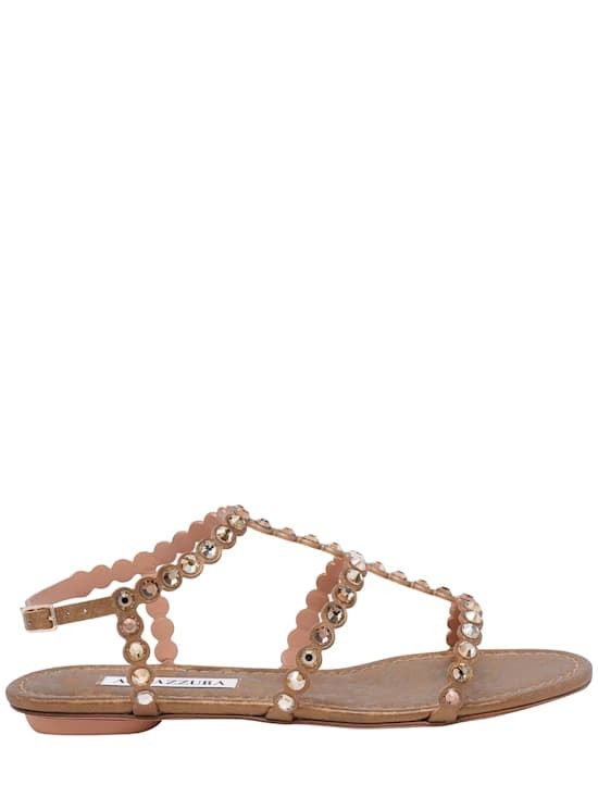 Aquazzura - Women - Sandals adorned with metallic details - Brown 204590₽