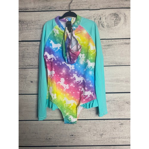 NWT - Long Sleeve Girls' Unicorn 1-Piece Swim Suit - 第 1/2 張圖片
