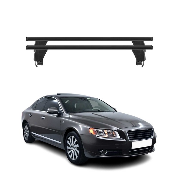 Menabo DachträGer GrundtäGer FüR Volvo S80 2006-2016 50Kg Alu Schwarz 2 Tlg-image