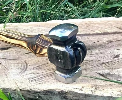 Hand Forged Blacksmith Hammer Dual Face Sledge Hammer with Burnt Wood Handle 3lb