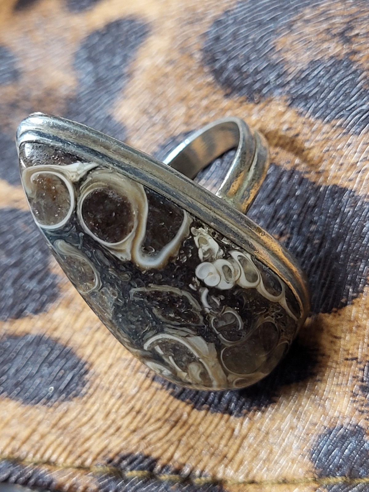 LARGE STATEMENT AGATE STERLING SILVER RING. VINTA… - image 5