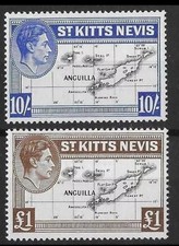 St Kitts Nevis 1948 Maps High Values Mnh