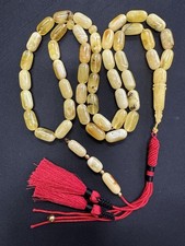 Baltic  Amber Islamic prayer rosary Subha 45+3 Beads 46.5 Grams 9.1 X 17.4mm