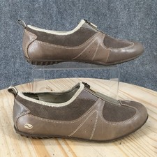 Dr. Scholls Natural Sport Sneaker Shoes Womens 8 M Front Zip Leather Taupe