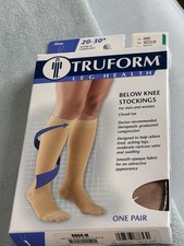 Truform Below Knee Stockings Closed Toe Socks Medium Beige 8865 20-30mmHG NEW