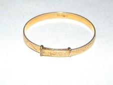Sweet Tiny Antique Victorian 12K GF BABY CHILD Sliding Engraved Bangle Bracelet