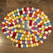 Trader Joe’s 100% Handcrafted Felted Wool Garland Lot Of 2  Multicolored
