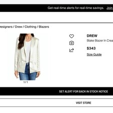 EUC Drew Blake Blazer Italian Stretch Ivory C...