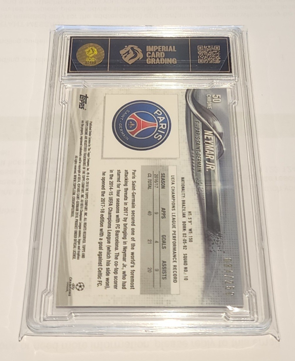 2017-18 Topps Chrome UEFA Champions League Neymar Jr Purple Refractor 034/150  view 2