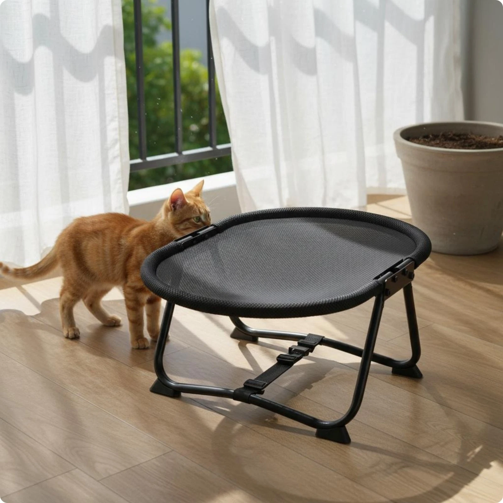 Mesh Feline Bed Cooling Portable Pet Bed Quick Assembly for Small Dogs
