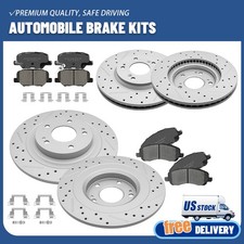 Front+Rear Drilled Brake Rotors Ceramic Pads for 2014-2020 Mitsubishi Outlander