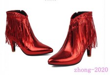Chic Women's Sequins Tassel Zip Pointed Toe Ankle Boots Club Casual Formal Shoes