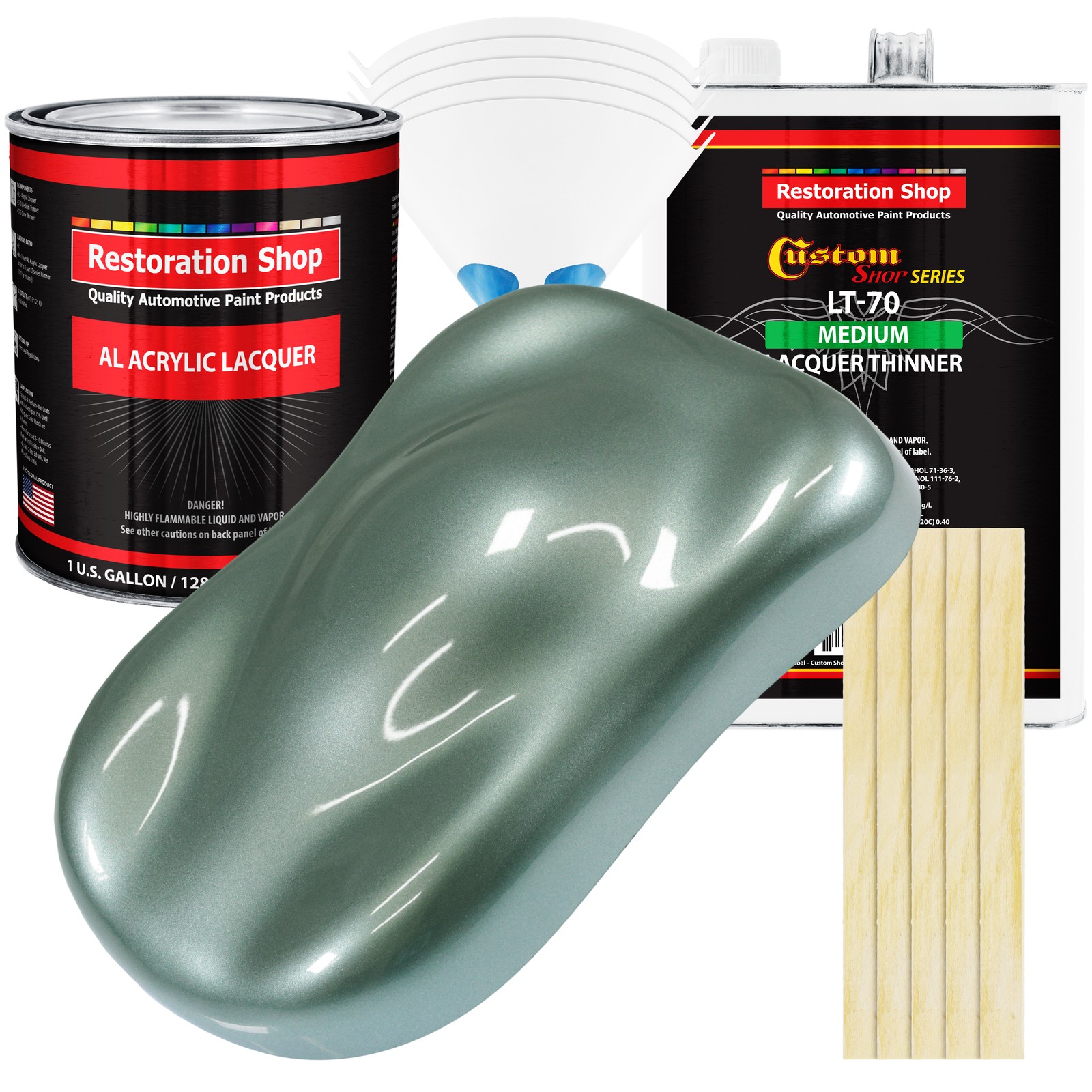 Slate Green Metallic Acrylic Lacquer Auto Paint Kit with Medium Thinner – 1 Gallon  
