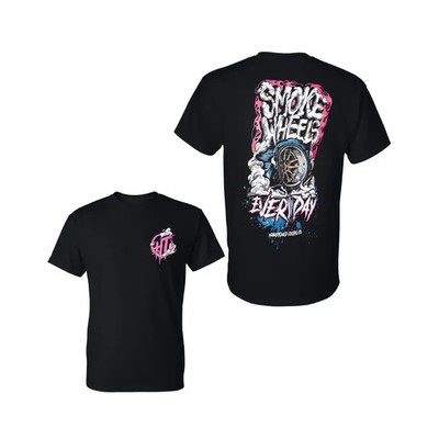 Hard Tuned Smoke Wheels T-Shirt, Street Racing Skull , Graphic T-Shirt