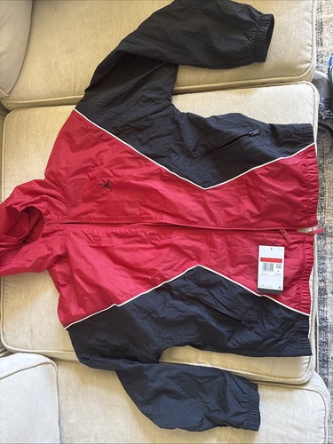 Nike Jordan Brooklyn Hooded Draft Jacket Mens Large Varsity Red Black HF9333-636 - Picture 2 of 5
