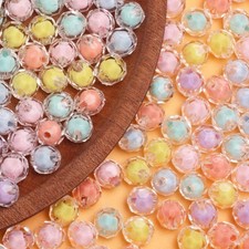 50Pcs Acrylic Round Beads Loose Spacer Beads for Jewelry Making DIY Handwork 