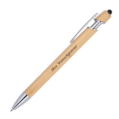 GRAVUR BY LIVEPAC OFFICE Holz-Touchpen-Kugelschreiber mit Gravur / aus Bambus