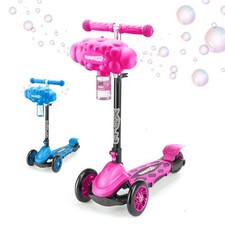 Kids Bubble Go Foldable Scooter, 3 Wheel Tri-Scooter with Bubble Machine