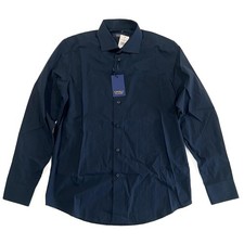 Comfort Fit Logo Dress Shirt Navy Size 16