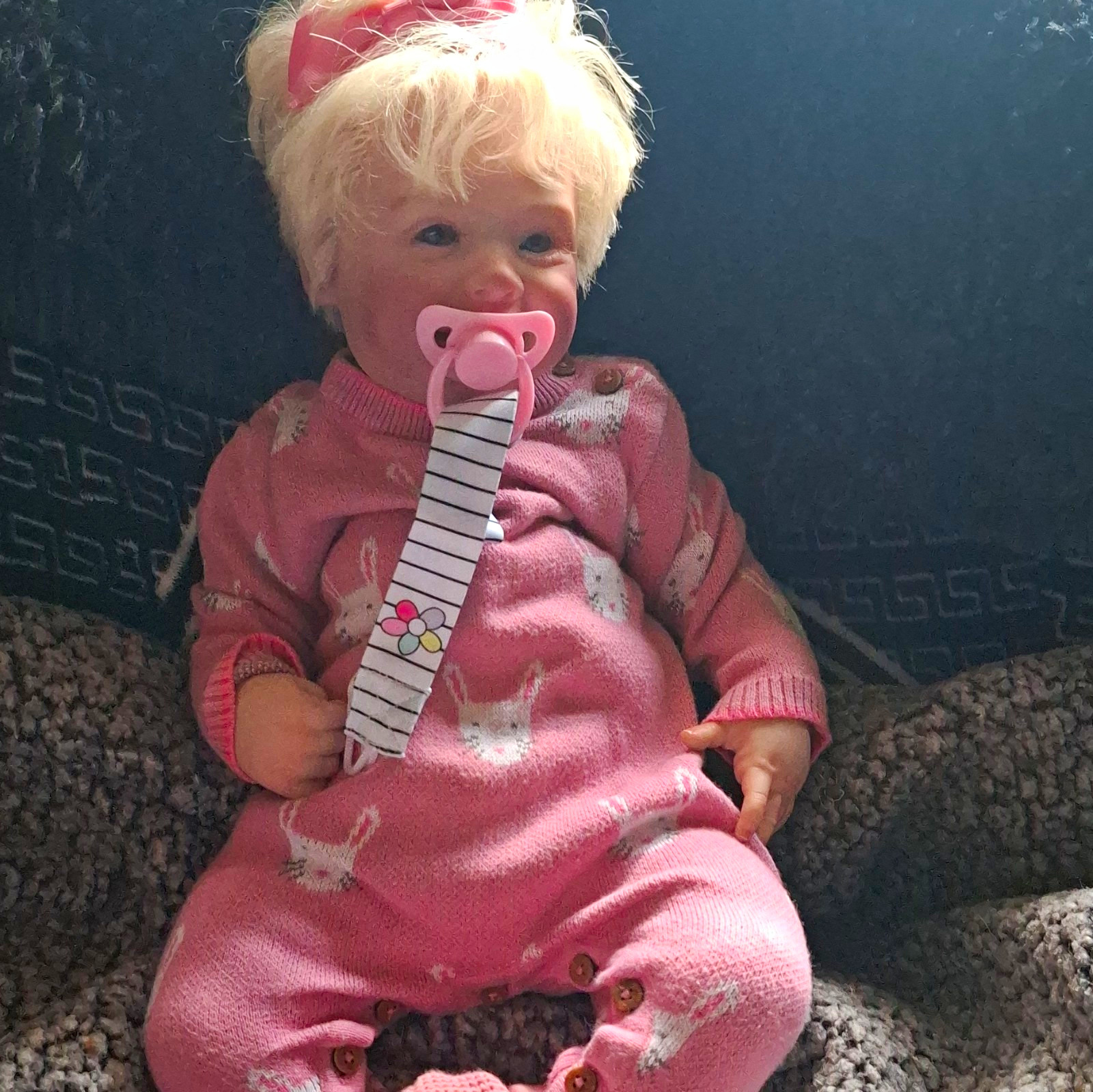 Paradise Galleries Girl Baby Doll Blonde Hair Blue Eyes Pink Outfit Dummy