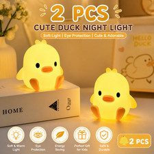 2 PCS Cute Duck Night Light LED Bedroom Lamp Cartoon Animal Bedside Sleep Light
