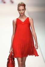 VALENTINO Vintage Red Silk Pleated Bow Dress 2 S/S 2007