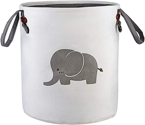 Storage Baskets Cotton Foldable Round Bin for Baby Nursery Toys Laundry Elephant - Picture 10 of 12